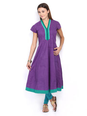 Vishudh Women Purple Printed Anarkali Kurta