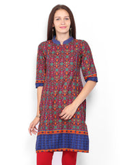 Vishudh Women Red &amp; Green Printed Kurta