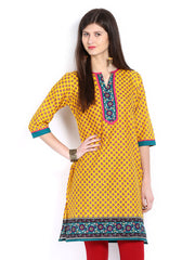 Vishudh Women Yellow Printed Kurta