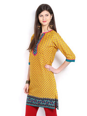 Vishudh Women Yellow Printed Kurta