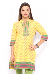 Vishudh Women Yellow Printed Kurta