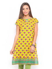 Vishudh Women Yellow Printed Kurta