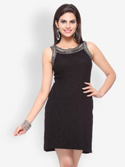 Vovoka Black Embroidered Shift Dress