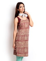 W Women Beige &amp; Maroon Printed Kurta