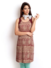 W Women Beige &amp; Maroon Printed Kurta