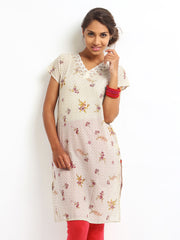 W Women Beige Printed Kurta