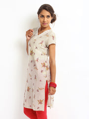 W Women Beige Printed Kurta