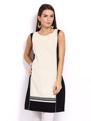 W Women Black &amp; Off-White Kurta