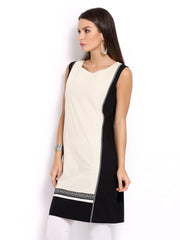 W Women Black &amp; Off-White Kurta