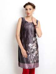 W Women Black &amp; Purple Printed Kurta