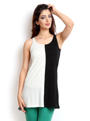 W Women Black &amp; White Colour Blocked Tunic
