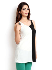 W Women Black &amp; White Colour Blocked Tunic