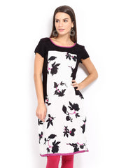 W Women Black &amp; White Printed Kurta
