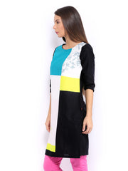 W Women Black &amp; White Printed Kurta