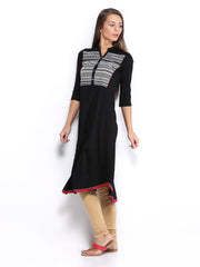 W Women Black Printed Kurta