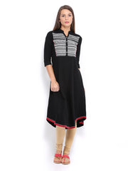 W Women Black Printed Kurta