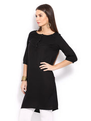 W Women Black Pin Tuck Kurta