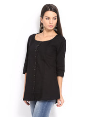 W Women Black Pin Tuck Top
