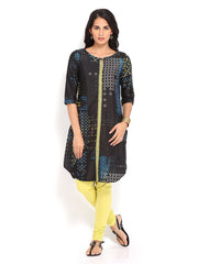 W Women Black Printed Kurta