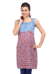 W Women Blue &amp; Red Printed Kurta