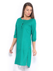 W Women Green Pin Tuck Kurta