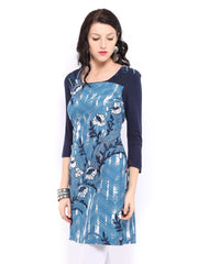 W Women Blue Printed Kurta