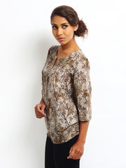 W Women Brown Printed Top