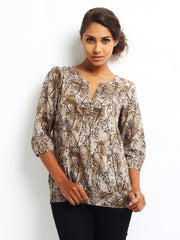W Women Brown Printed Top