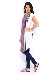 W Women Cream Coloured &amp; Pink Printed Kurta