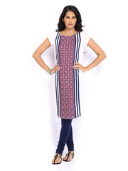 W Women Cream Coloured &amp; Pink Printed Kurta