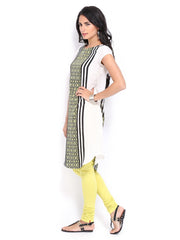 W Women Cream Coloured &amp; Yellow Printed Kurta
