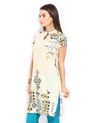 W Women Cream-Coloured Printed Kurta