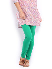 W Women Green Cotton Churidar Leggings