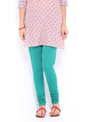 W Women Green Cotton Churidar Leggings
