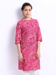 W Women Pink Printed Kurta