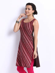 W Women Maroon Printed Kurta