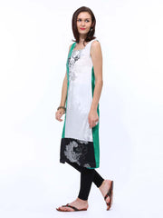 Wishful by W Women Green &amp; Off-White Printed Kurta