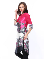 Wishful by W Women Pink &amp; White Printed Kurta