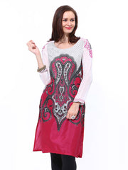 Wishful by W Women Pink &amp; White Printed Kurta