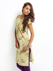 W Women Green Floral Print Kurta