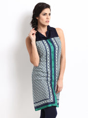 W Women Blue &amp; Green Printed Kurta