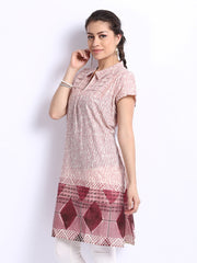 W Women Pink Printed Kurta