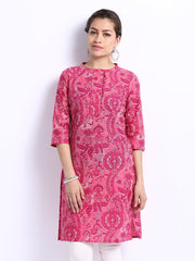 W Women Pink Printed Kurta