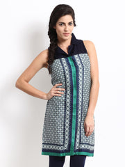 W Women Blue &amp; Green Printed Kurta