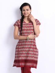 W Women Maroon Printed Kurta