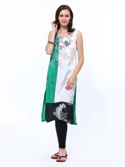 Wishful by W Women Green &amp; Off-White Printed Kurta