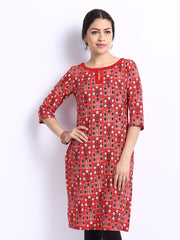 W Women Red Printed Kurta