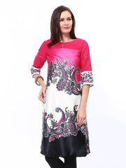 Wishful by W Women Pink &amp; White Printed Kurta