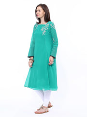 Wishful by W Women Green Embroidered Anarkali Kurta