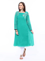 Wishful by W Women Green Embroidered Anarkali Kurta